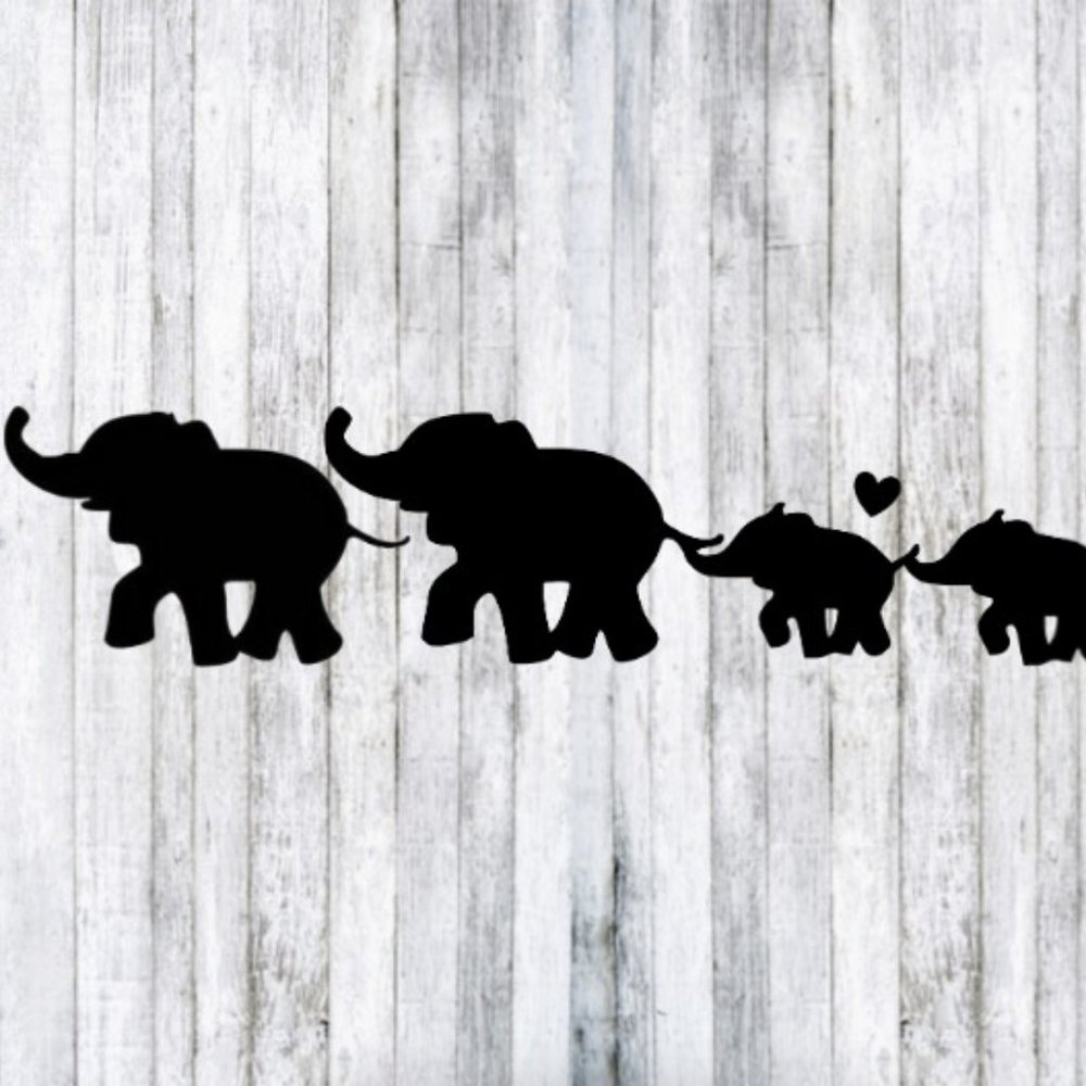 Family of 4 - Elephant Family Car Window Decal